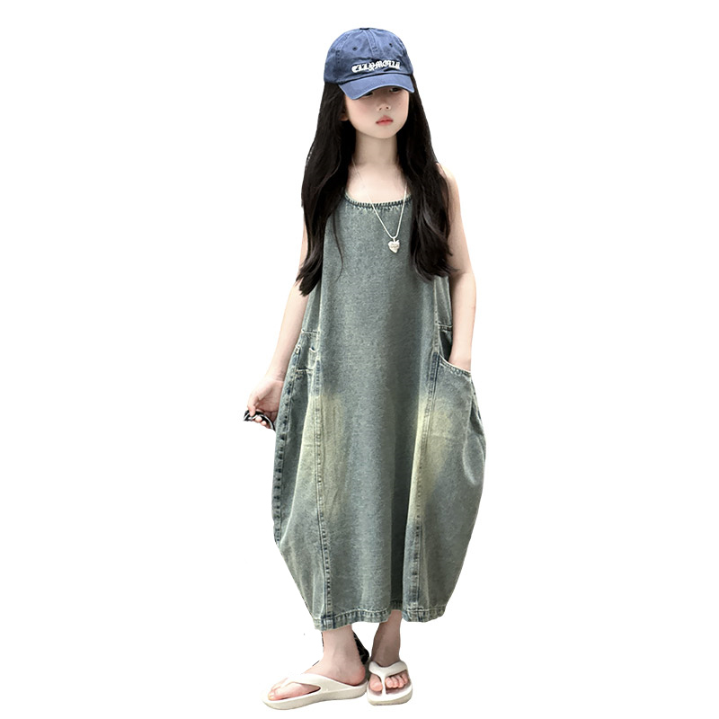 Summer Clothing Girl - Vintage azul niños niñas alta calidad