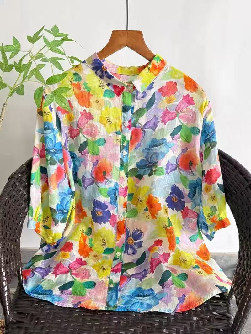 Japan Summer Clothing Women - Camisa de Ramio Puro 2026 con