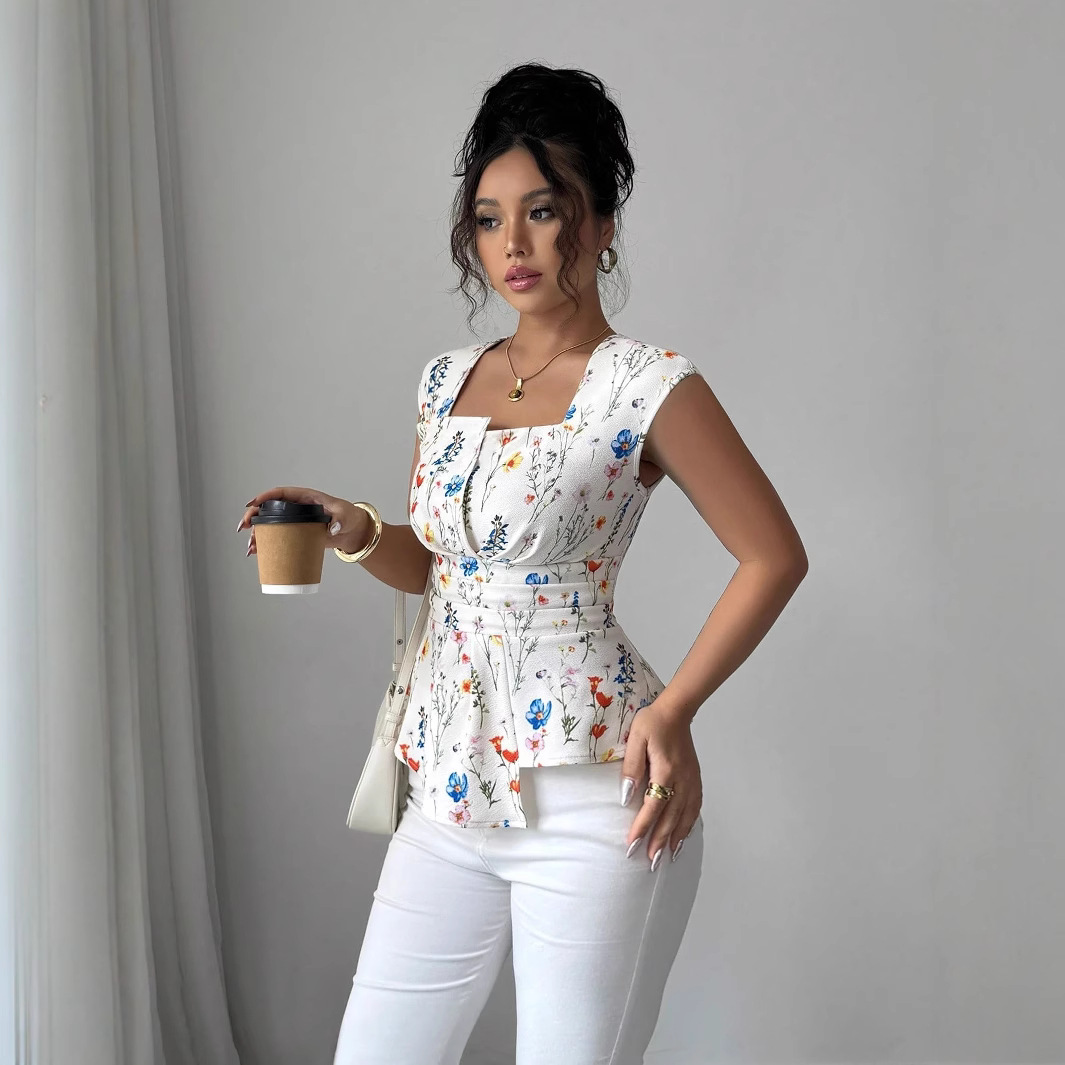 Camiseta con cuello cuadrado y - Summer Dresses Yours Clothing reseña y precio